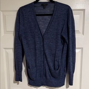 J. Crew Women's Heathered Navy V-Neck Cardigan